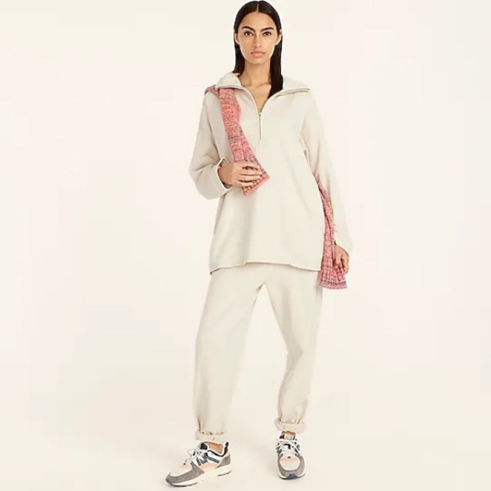 University terry long half-zip tunic
